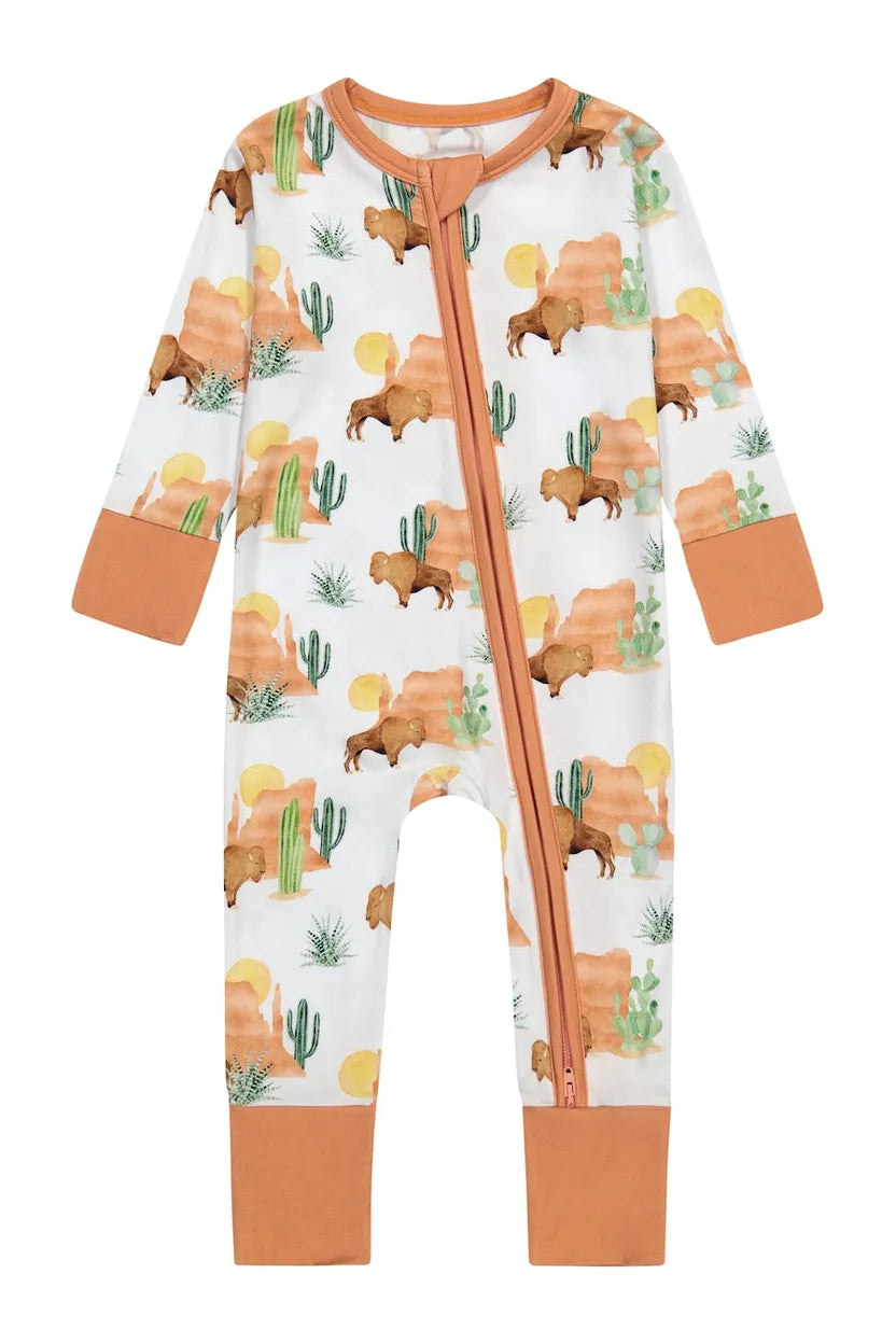 Bamboo One Piece Zip Pajama – Bison