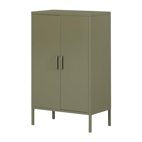 South Shore Eddison Metal 2-Door Storage Cabinet, Olive Green