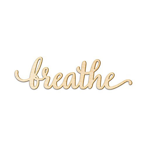 Woodums Breathe Script Word Wood Sign Home Décor Wall Art for Gallery Wall – Unfinished 24″ Wide x 7″ Tall