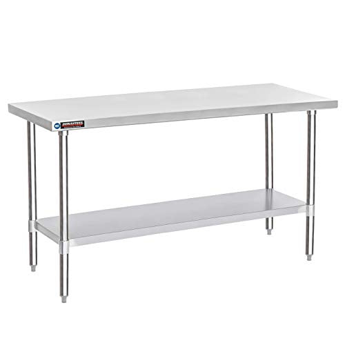 Food Prep Stainless Steel Table – DuraSteel 30 x 72 Inch Commercial Metal Workbench with Adjustable Under Shelf – NSF Certified – For Restaurant,