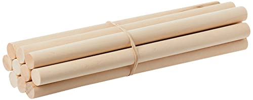 Unfinished Birch Dowel Rods for Crafts – 10-Pack, 3/4 x 12 in. Kiln-Dried Wooden Dowel Rod Craft Sticks in Bulk – Durable Wood Sticks That Resist