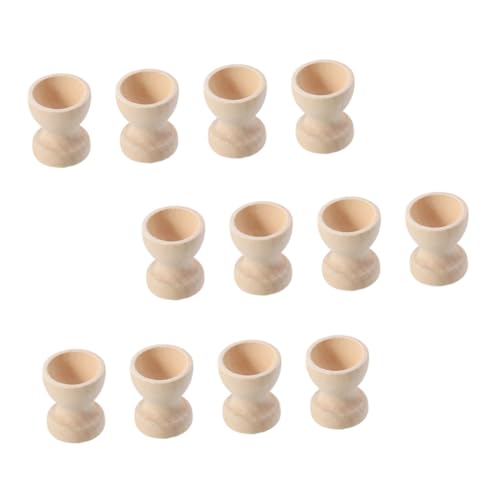 Zerodeko 12pcs Hand Painted Egg Tray Easter Egg Cup Unfinished Egg Cup Easter Egg Holders Montessori Egg Cup Toy Egg Holder for Boiled Eggs Egg