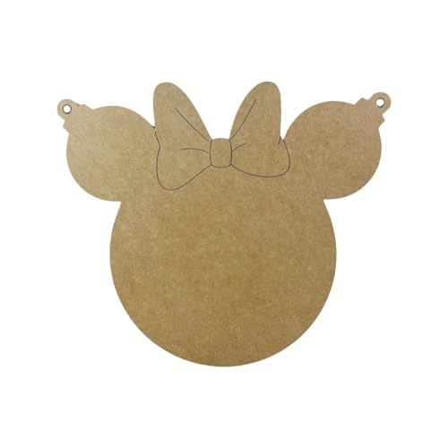 Girl Mouse with Ornament Ears, Christmas Shape, Unfinished Cutout, Wooden Shape, Paintable Wooden MDF