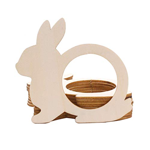 Qingmao 20 Pieces Rabbit Shape Wood Napkin Rings Easter Wooden Napkin Holders Rings Serviette Buckles for Easter Wedding Dining Table Decoration