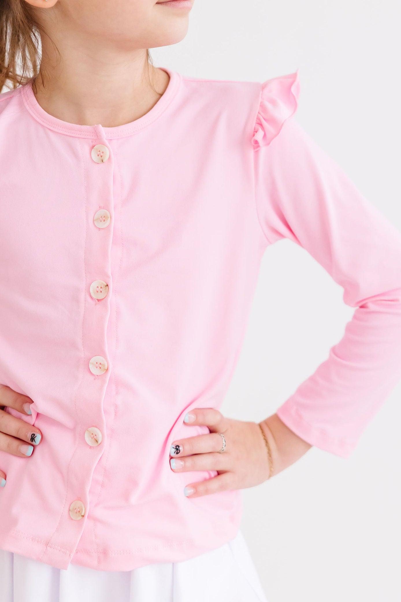 Bubblegum Pink Ruffle Cardigan