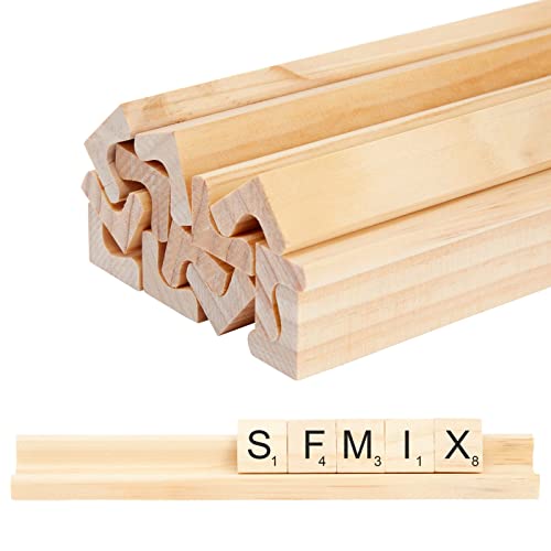 Bright Creations 12 Pack Wooden Rack for Letter Tiles, Compatible with Scrabble Tiles, Replacement Game Tray Pieces, and Wooden Tile Holders for