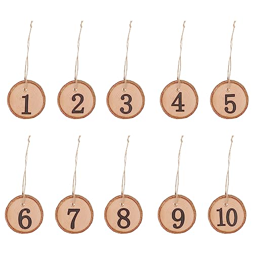 LUOEM 10pcs 1-10 Wedding Table Numbers Hanging Wood Slice Wedding Table Centerpieces for Arts Crafts Wall Decor Wedding DIY Projects