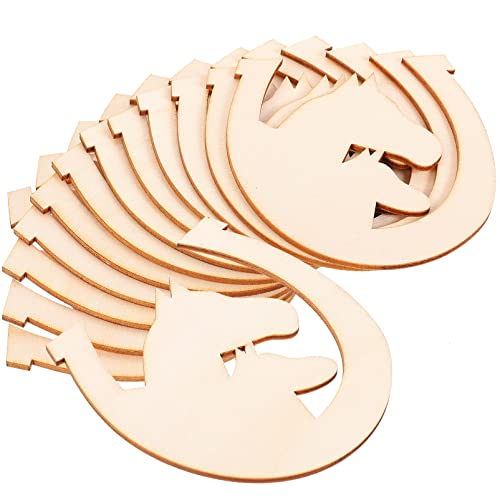 Sewroro 48pcs Unfinished Cowboy Wooden Cutouts Horseshoe Shape Wood Discs Slices Horse Blank Horseshoe Animal Shaped Disc for Home DIY Handicraft