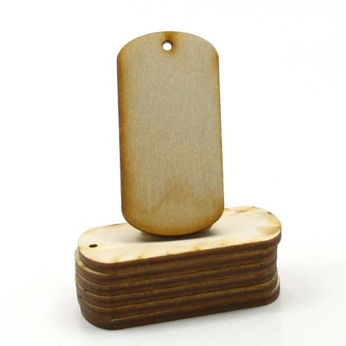 Mylittlewoodshop – Pkg of 25 – Dog Tag – 2-3/8 inches by 1 inch with 1 2mm Hole and 1/8 inch Thick Unfinished Wood(LC-DOGT02-26)