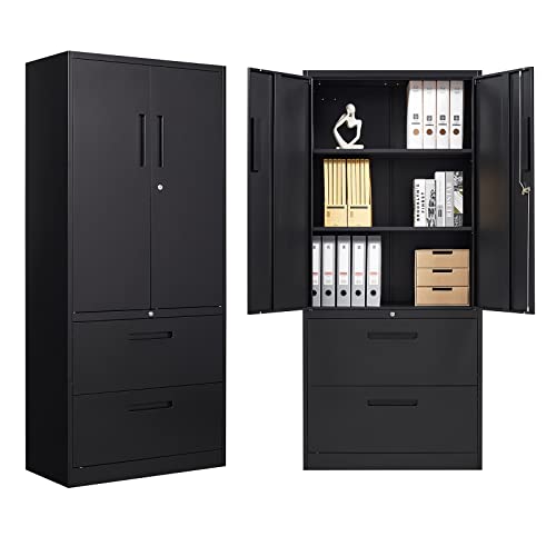 AFAIF Metal File Cabinets, Lateral Filing Cabinet with 2 Drawers,70″ H File Cabinet for Home Office, Office Storage Cabinet with Adjustable Storage