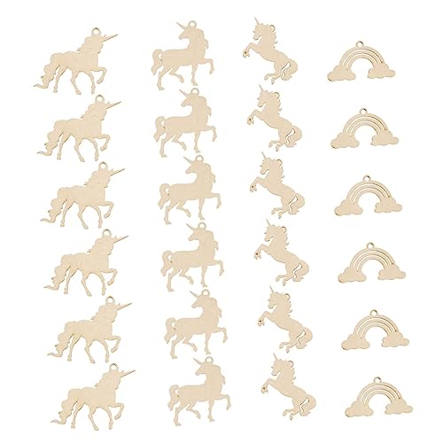 VOSAREA 1 Set Unicorn Chips Rainbow Shape Wooden Cutout Craft for Kids Shaped Slices Country Decor Kids Decor Animals for Kids Rainbow Shapes Wooden