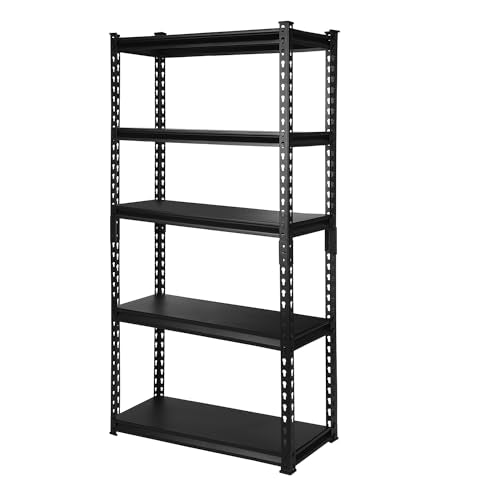 PACHIRA E-Commerce 5-Tier Garage Shelving Unit Heavy Duty Adjustable Storage Rack Metal Shelves for Kitchen, Garage, Office, 28″ W x 12″ D x 60″ H