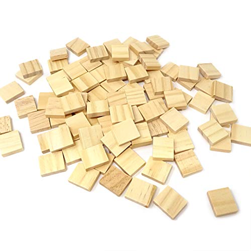 Honbay 100PCS Rectangle Shaped Unfinished Blank Wood Pieces Wood Slices Wood Chips Embellishments for DIY Crafts, Home Decoration, Board Games, Early