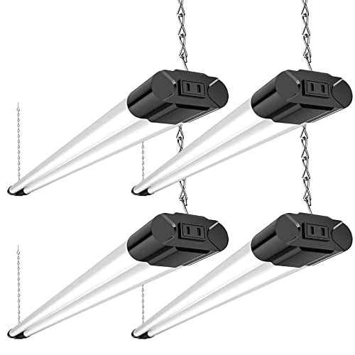 BBOUNDER 4 Pack Linkable LED Utility Shop Light, 4400 LM, Super Bright 6500K Cool Daylight, 4 FT, 48 Inch Integrated Fixture for Garage, 40W