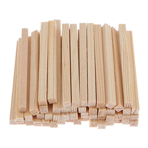 Baoblaze Unfinished Unfinished Woodcraft Rectangle Wooden Dowel Rod Blocks, 60mm 50Pack