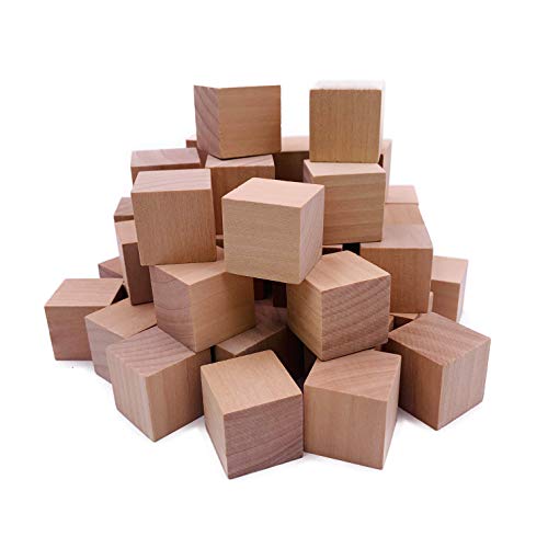 William Craft 130 Pcs 1 inch Natural Solid Cube Wooden Unfinished Craft Wood Blocks Wood Cubes for DIY Craft Gifts (130pcs)