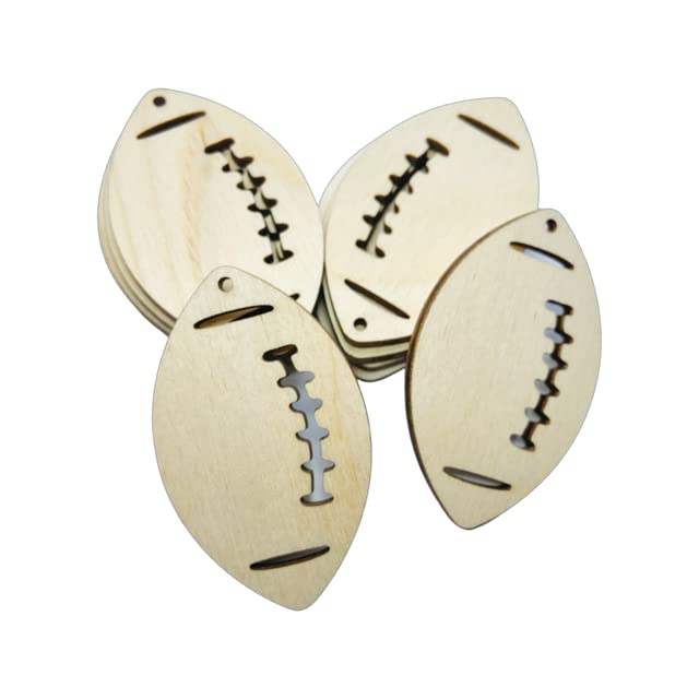 Choose your Size (12pc to 48pc) Unfinished Wood Laser Cutout Football Dangle Earring Jewelry Blanks Shape Crafts Made in Texas (Custom Sizes)