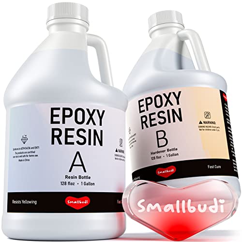 Smallbudi 2 Gallon Crystal Clear Epoxy Resin Kit, High Gloss & Bubbles Free Resin Supplies for Coating and Casting, Molds, Jewelry Making, DIY Art,