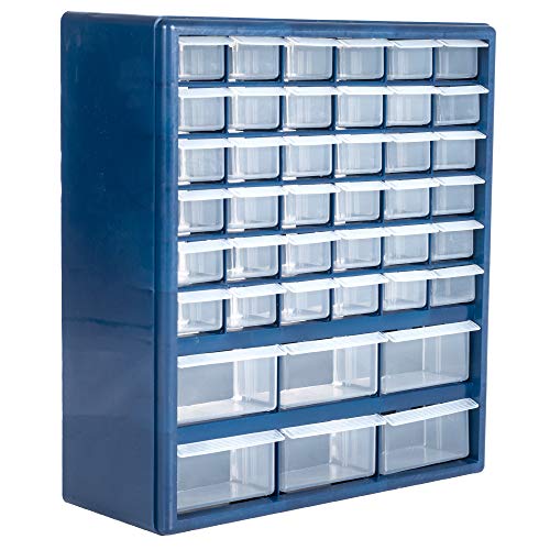 Plastic Storage Drawers – 42 Compartment Organizer – Desktop or Wall Mount Container for Hardware, Parts, Crafts, Beads, or Tools by Stalwart, 10