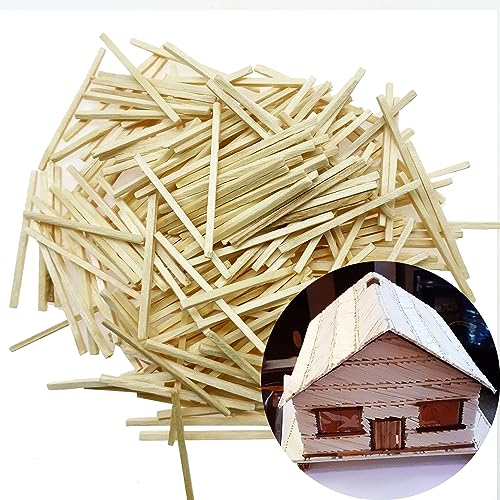 Cayway 300 Pieces Miniature Wood Sticks Wooden Dowels Unfinished Hardwood Strips Natural for DIY Crafts Model Making Production of Railing