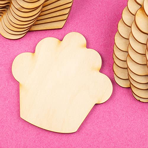 Pack of 24 Unfinished Wood Cupcake Cutouts by Factory Direct Craft – Blank Wooden DIY Muffin Treat Dessert Shapes for Scouts, Camps, Vacation Bible