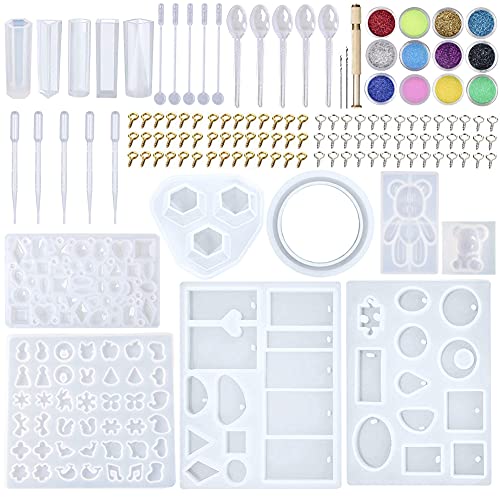 EuTengHao 229Pcs DIY Jewelry Casting Molds Tools Set More Than 120 Designs Contains 8 Silicone Jewelry Resin with 70 Designs,1 Earring Molds with 25