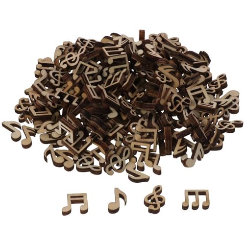 hobbyhub 300Pcs Music Notes Wooden Cutouts, Unfinished Label, DIY Unfinished Card Home Decoration