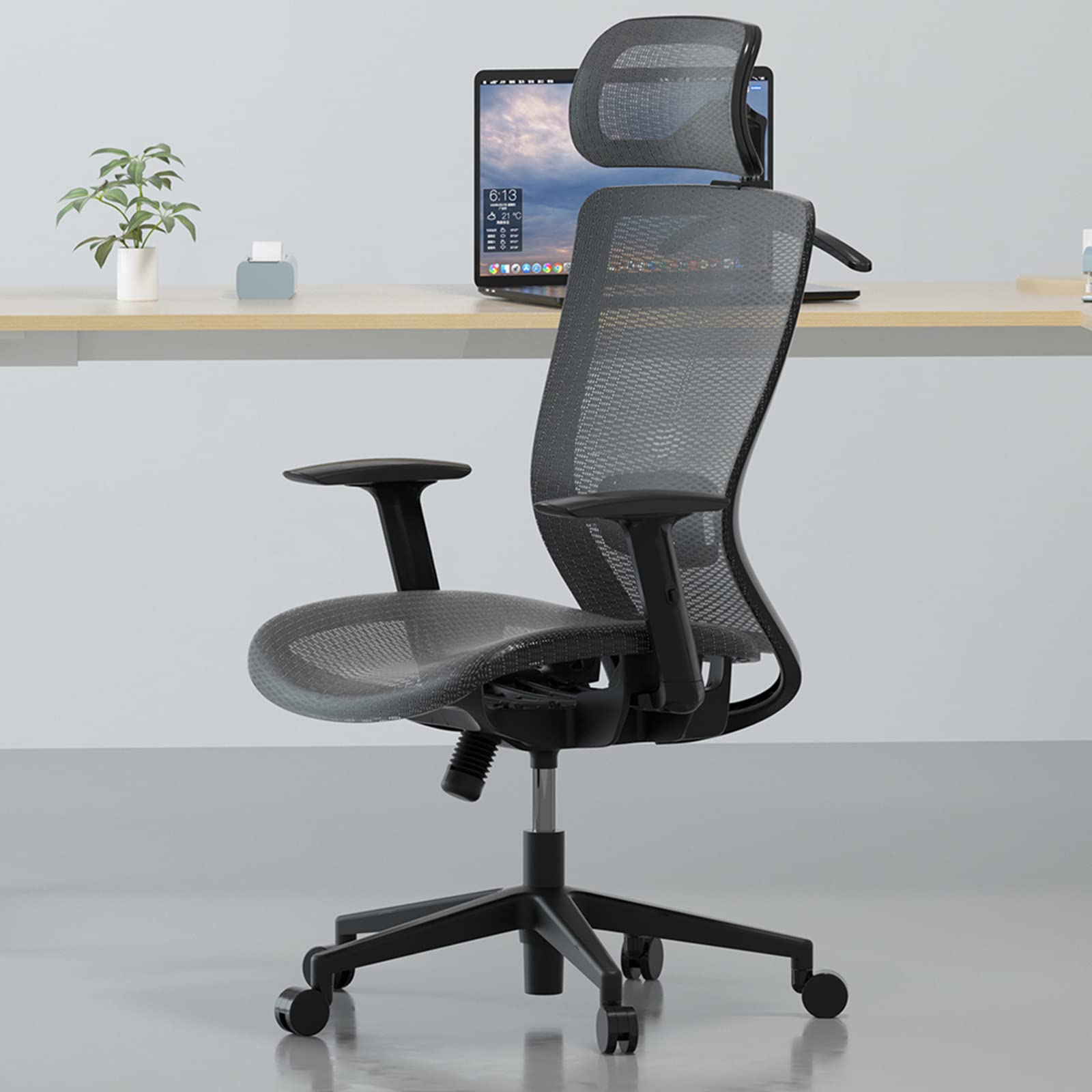 FLEXISPOT OC3B Ergonomic Executive Mesh Office Task Chair Swivel Height Adjustable Seat Headrest Armrest Lumbar Support Caster Wheels For Computer