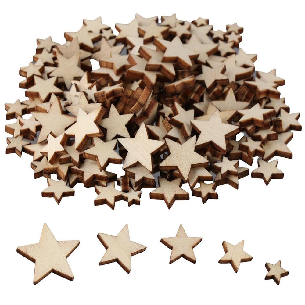 hobbyhub 500 Pcs Wooden Star Shape Unfinished Wood Star Pieces,Light-Weight Blank Stars Wood Pieces Ornaments for DIY Making/Art Craft