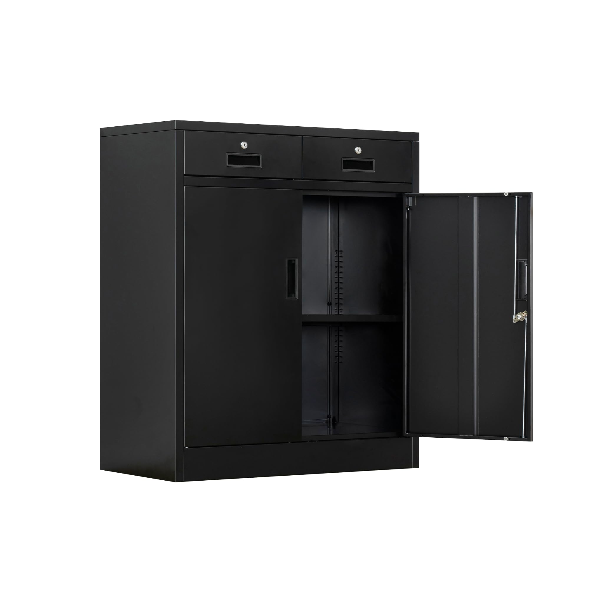 TaskStorz Metal Garage Storage Cabinets，Metal File Cabinet with 2 Locking Drawers, Lockable Storage Cabinets for Office, Home, Garage, Warehouse