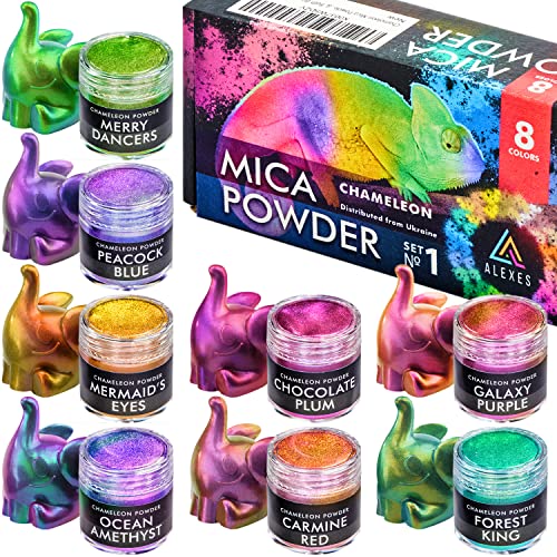 Chameleon Mica Powder – Epoxy Resin Color Pigment Powder – Color Shift Mica Powder – Epoxy Resin Pigment Powder 8 Colors Jars Set 1 – Chameleon