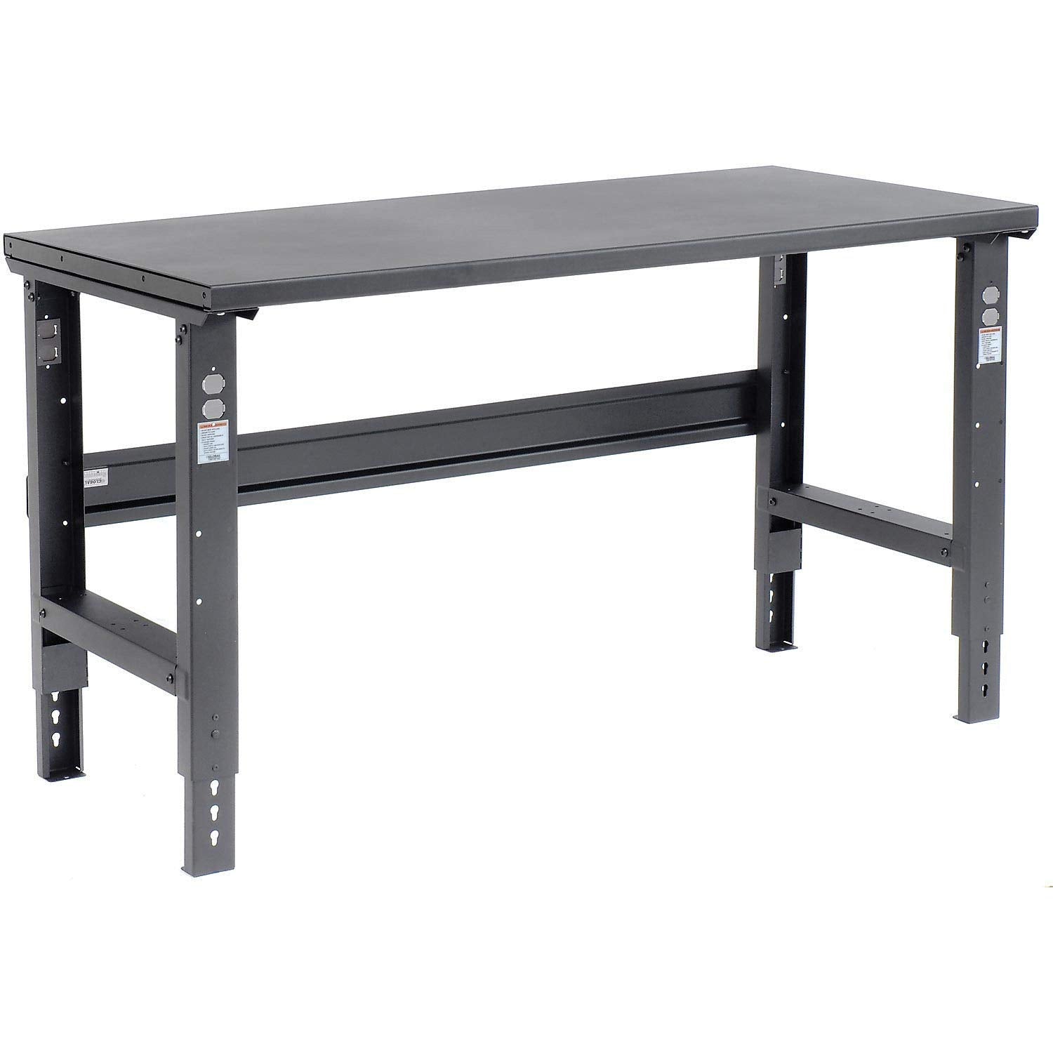 Global Industrial Adjustable Height Workbench C-Channel Leg, 60″ W x 30″ D, 1-3/4″ Steel Square Edge, Black