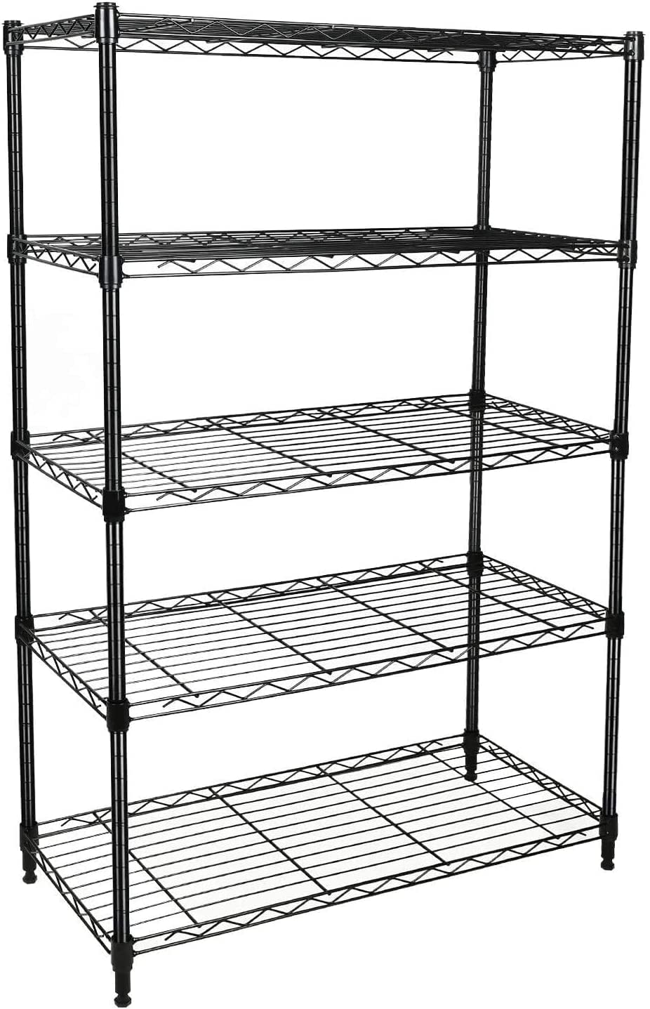 Simple Deluxe Heavy Duty 5-Shelf Shelving Unit 1250Lb Capacity, 29.92″ D x 13.98″ W x 62.99″ H, 5 Tier, Black