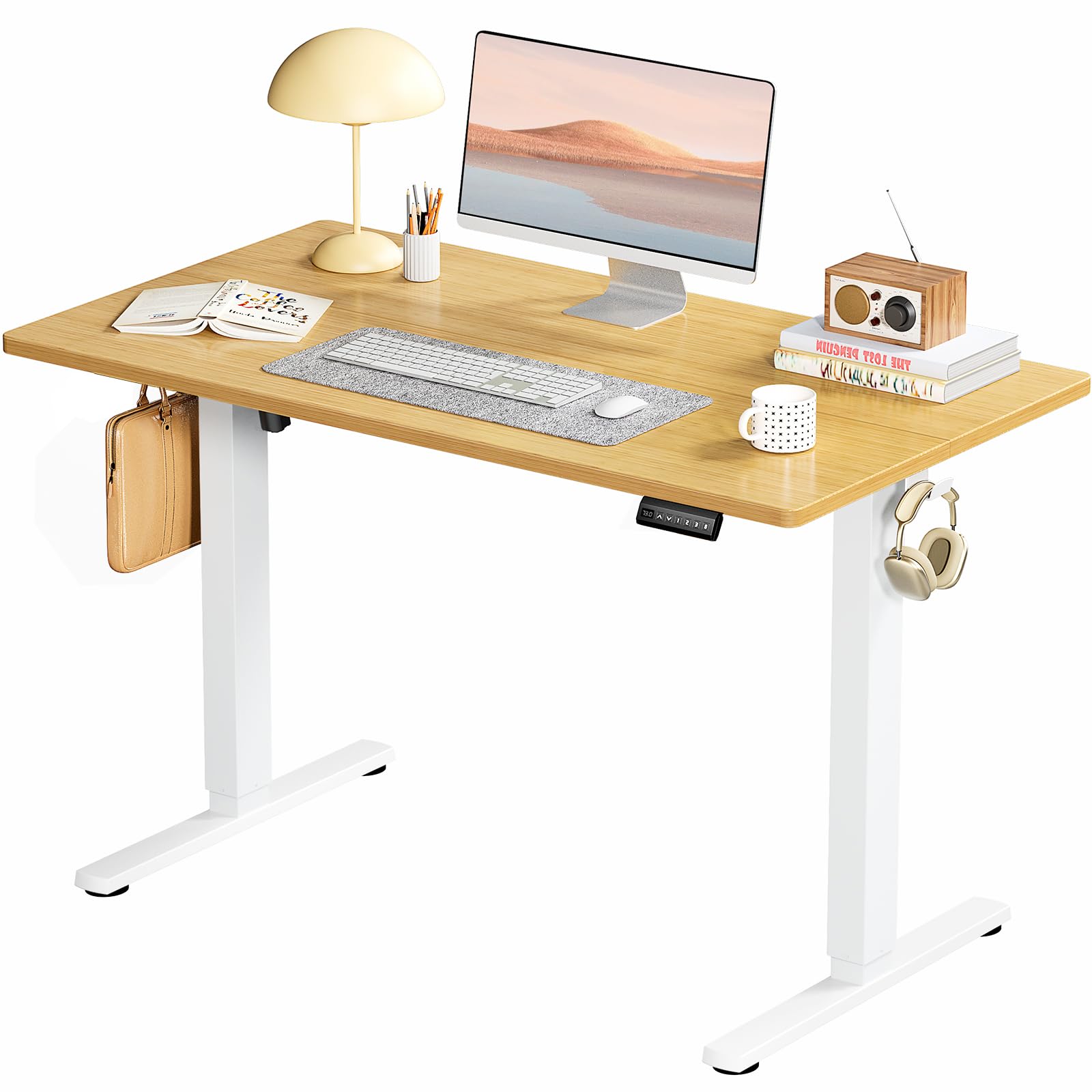 SMUG Standing Desk, Adjustable Height Electric Sit Stand Up Down Computer Table, 40×24 Inch Ergonomic Rising Desks for Work Office Home, Modern Lift