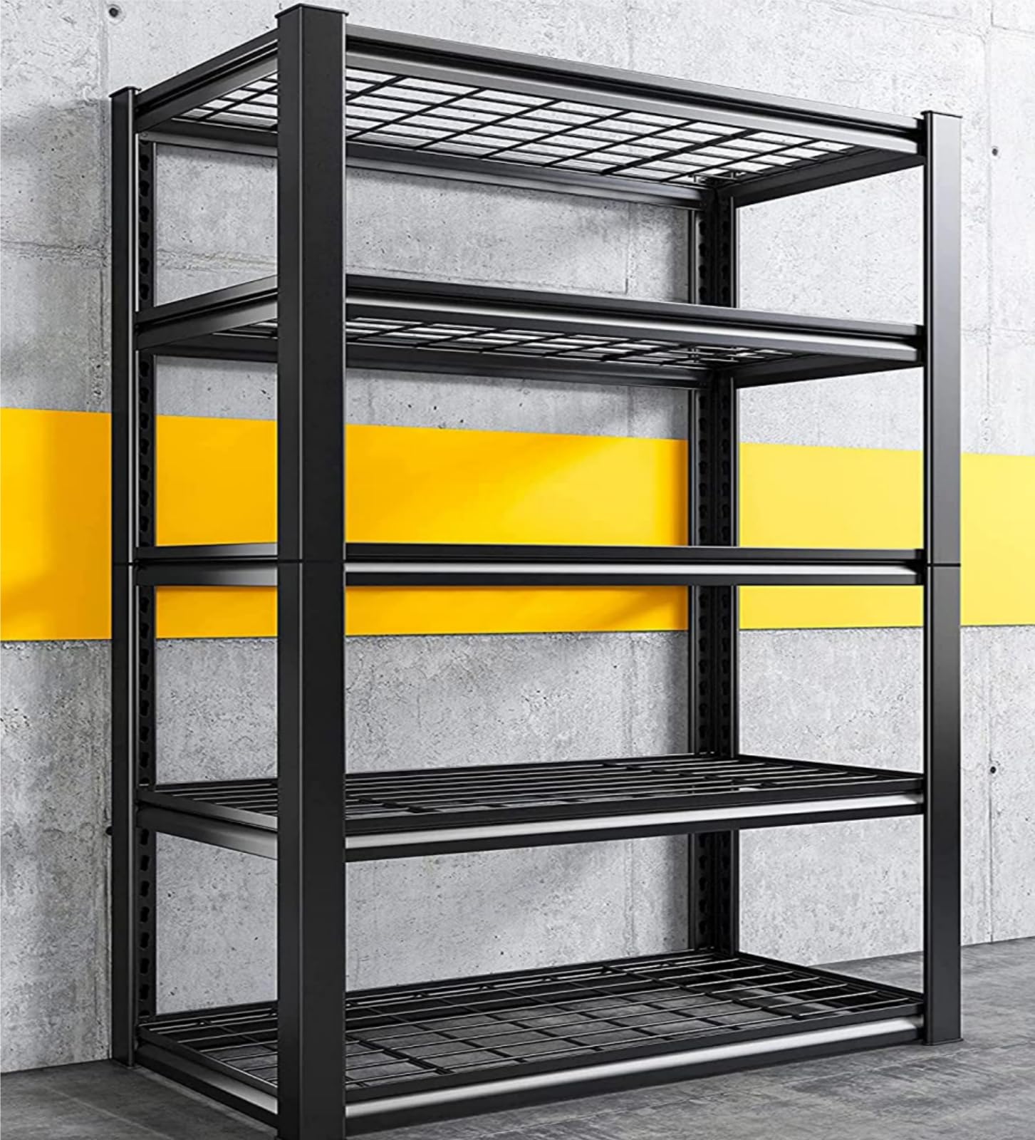 REIBII Garage Shelving, 72″ Garage Storage Shelves Heavy Duty Shelving Units and Storage Loads 2000LBS, Adjustable 5 Tier Metal Shelving for Garage