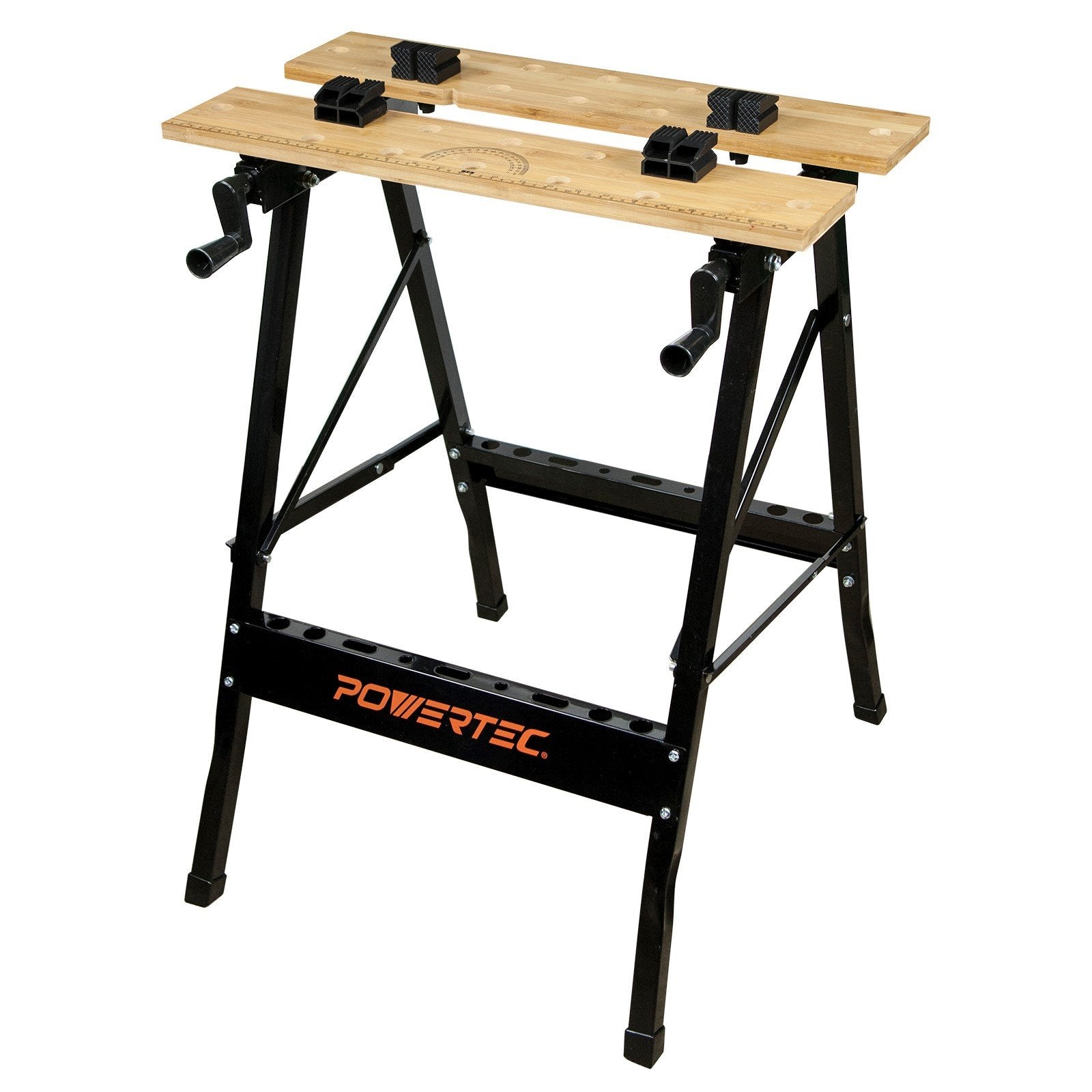 POWERTEC MT4006 Deluxe Bamboo Workbench Top | Portable Project Center and Vise Tool w/4 Bench Dogs,Black