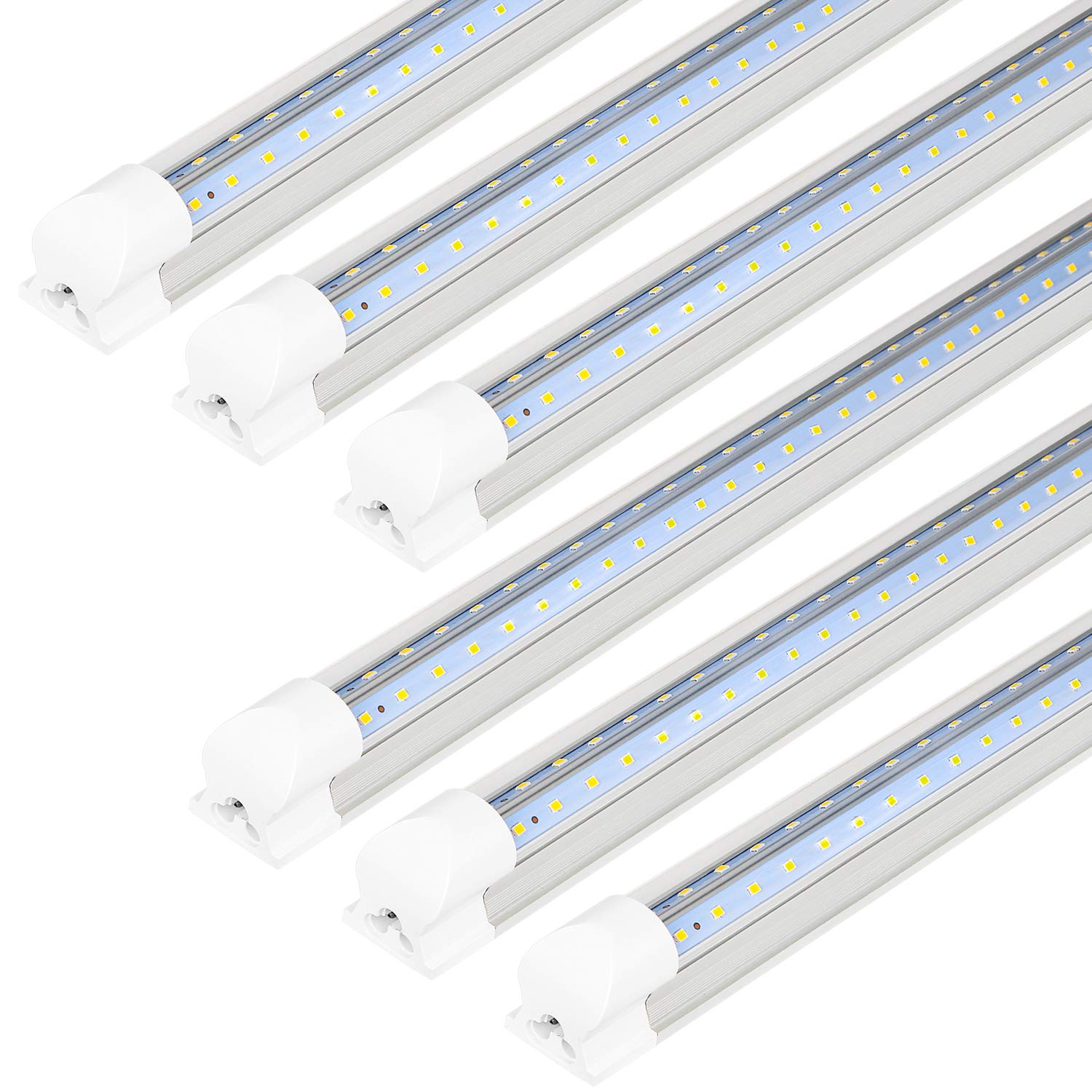 6 Pack 4FT LED Shop Light, 40W, 5200LM, 6500K Super Bright White, V Shape Integrated T8 LED Tube Light, 4 Foot Linkable Shop Lights With Built-in