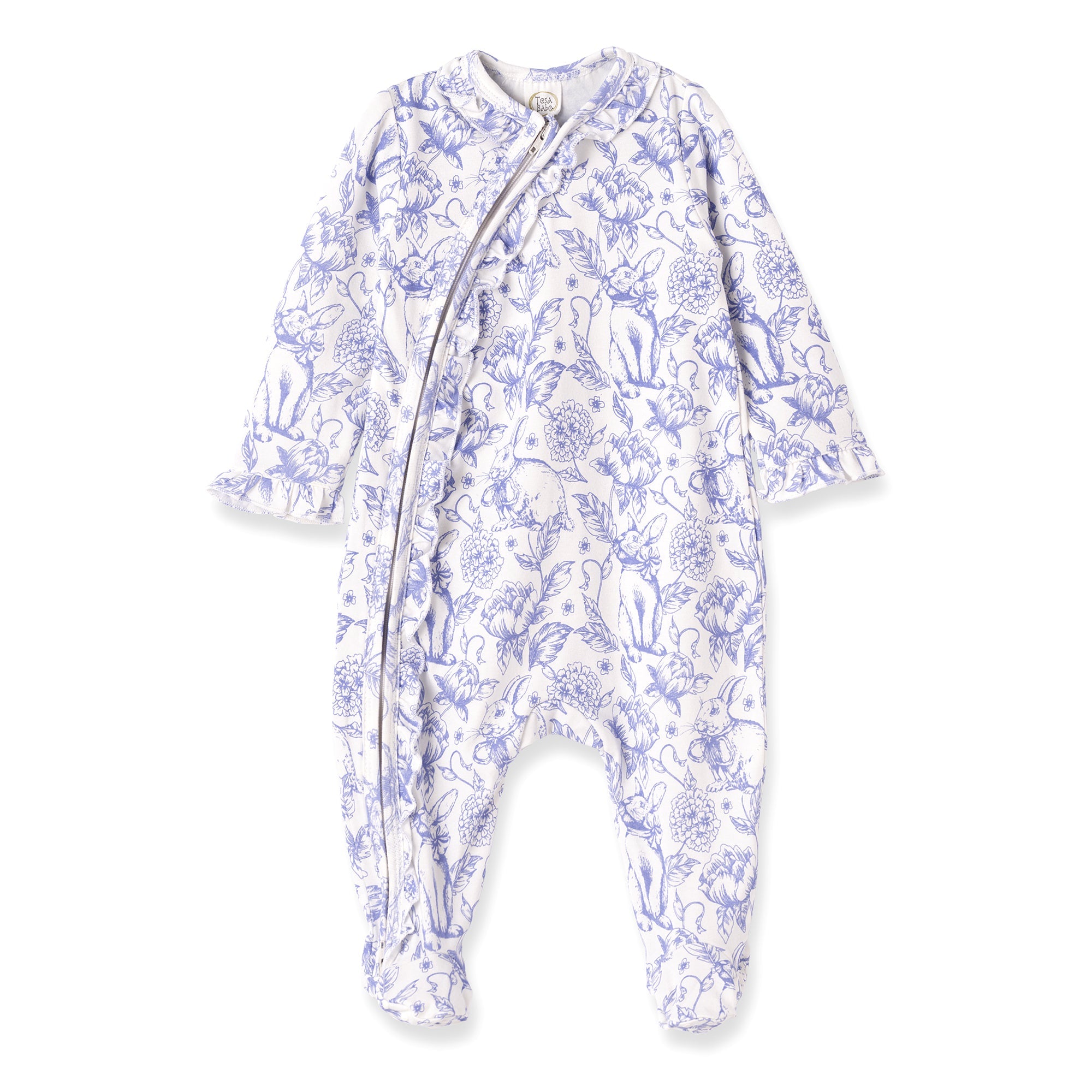 Easter Bunny Toile Bamboo Zipper Romper