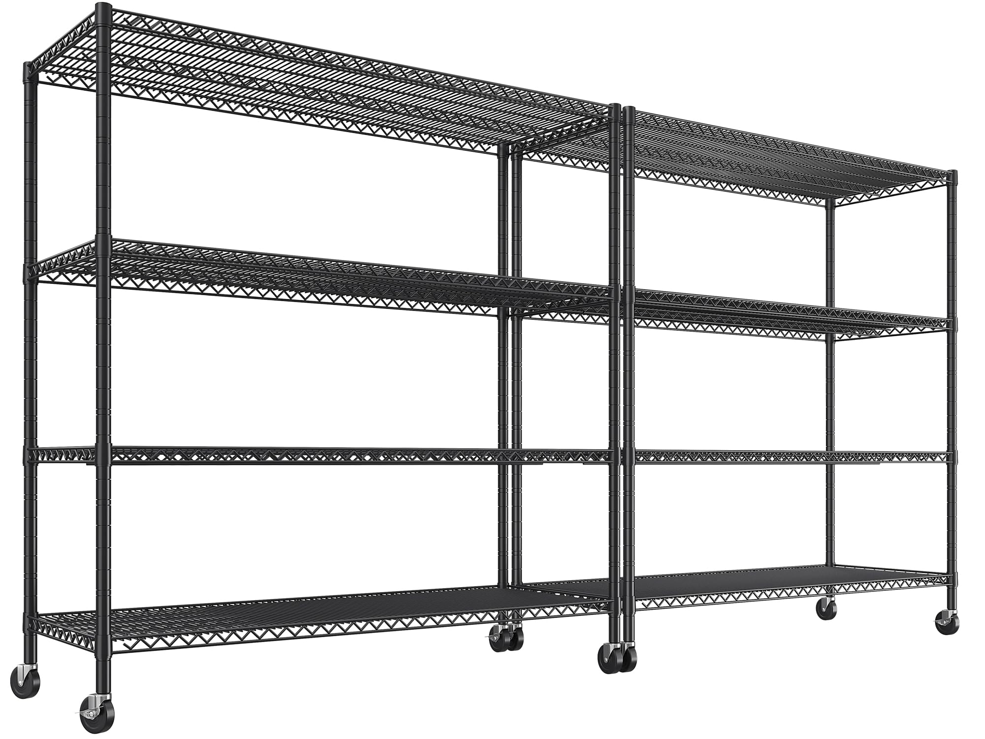 REIBII 55.5”W Storage Shelves 2500LBS Wire Shelving Rack with Wheels 75.6″ H Heavy Duty Shelving Unit Adjustable Metal Shelves for Storage Rack