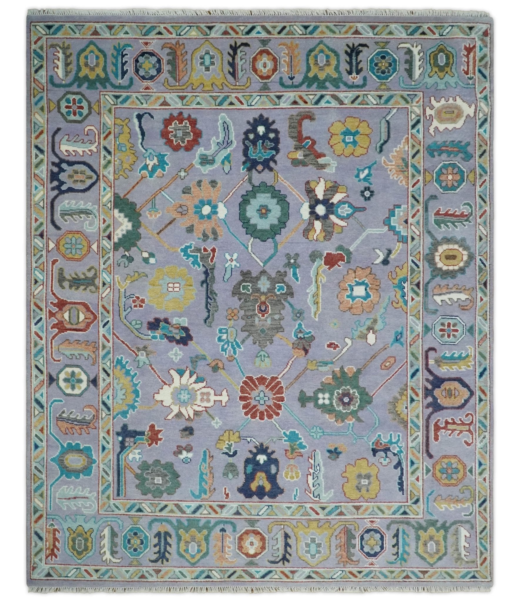 8×10 and 9×12 Modern Oushak Hand Knotted Persian Purple and multi Colorful Wool Area Rug | TRDCP858