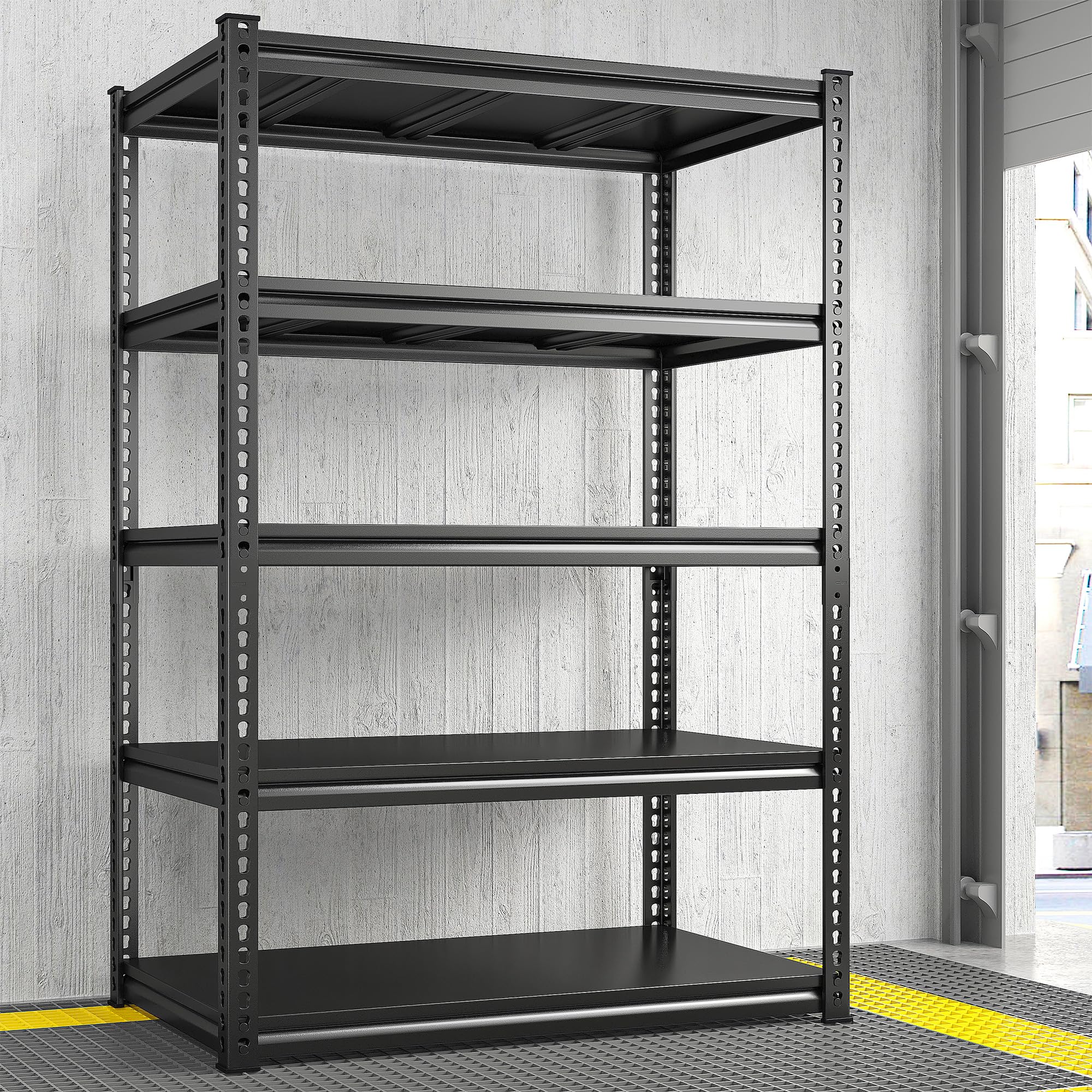 REIBII 72″H Garage Shelving Load 2000 Lbs Garage Storage Shelves Heavy Duty Shelving 5-Tier Adjustable Garage Shelves Sturdy Metal Shelves for