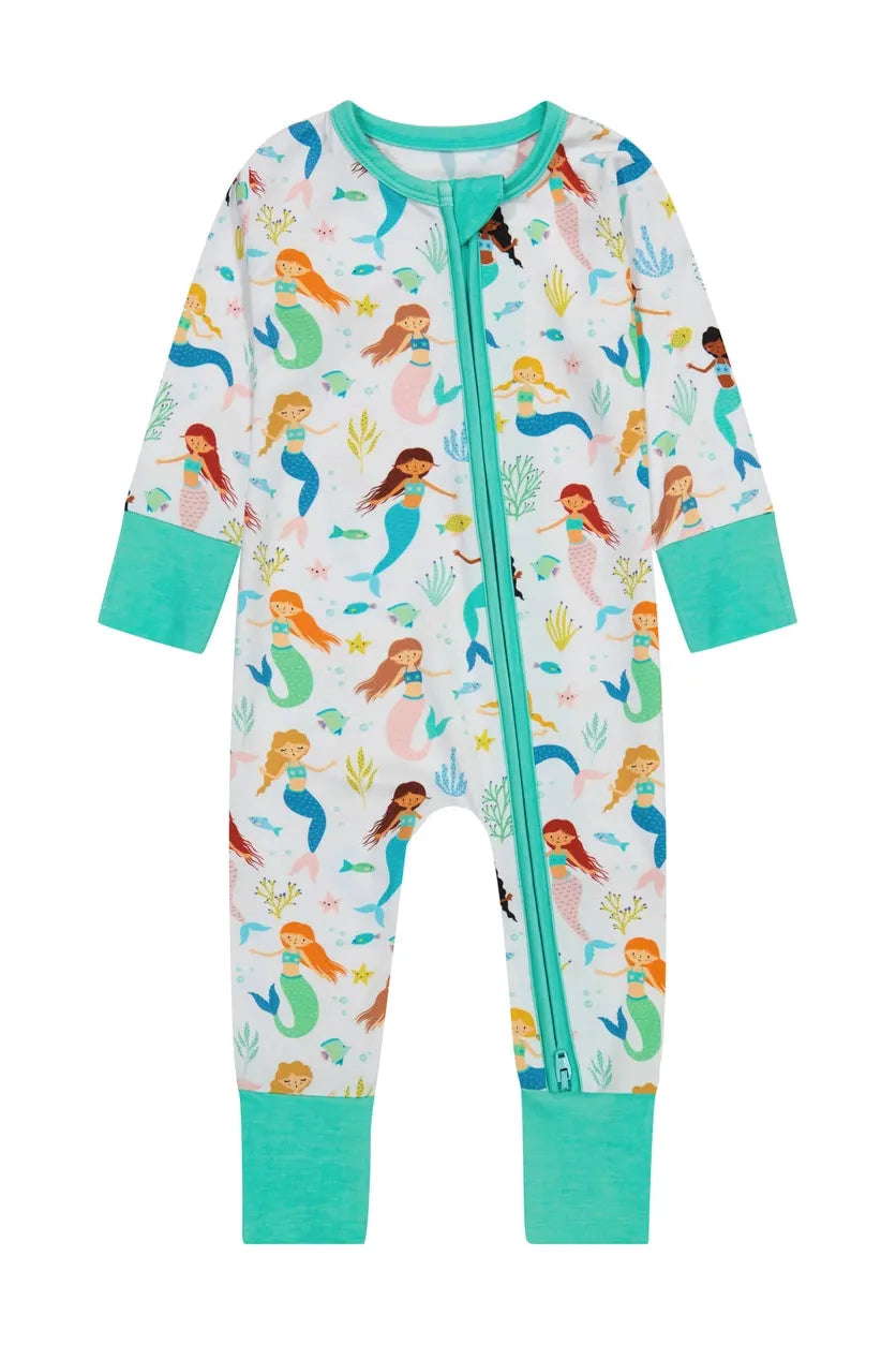 Bamboo One Piece Zip Pajama – Mermaid Magic