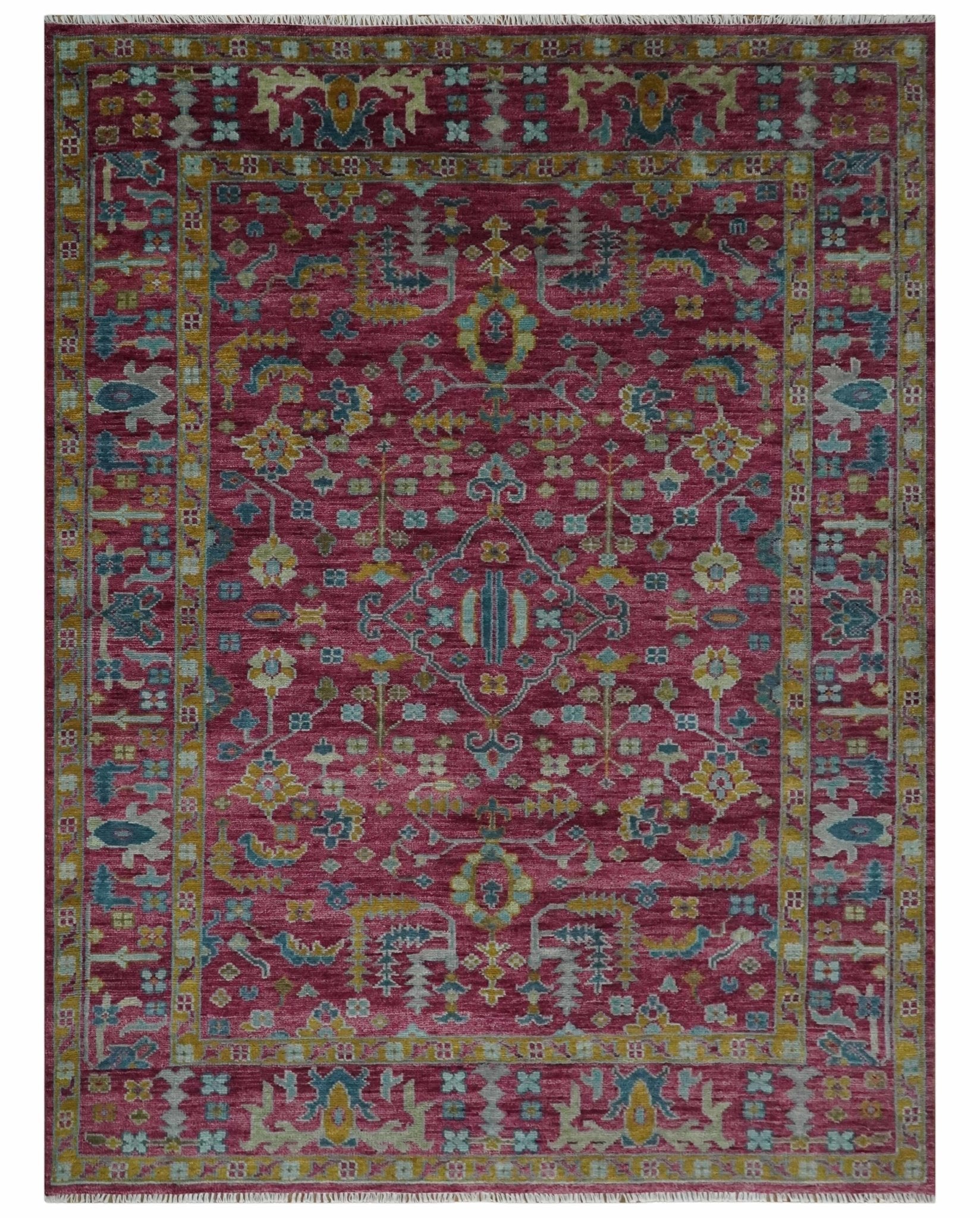 9×12 Hand Knotted Maroon and Gold Heriz Serapi Traditional Antique Style Wool Area Rug | TRDCP1603912S