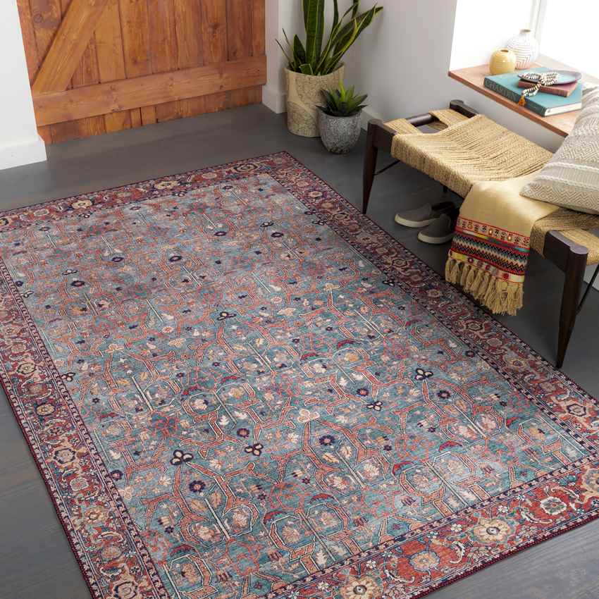 Luissel Traditional Brick Red Area Rug