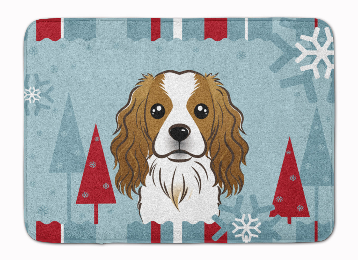 Winter Holiday Cavalier Spaniel Machine Washable Memory Foam Mat BB1720RUG