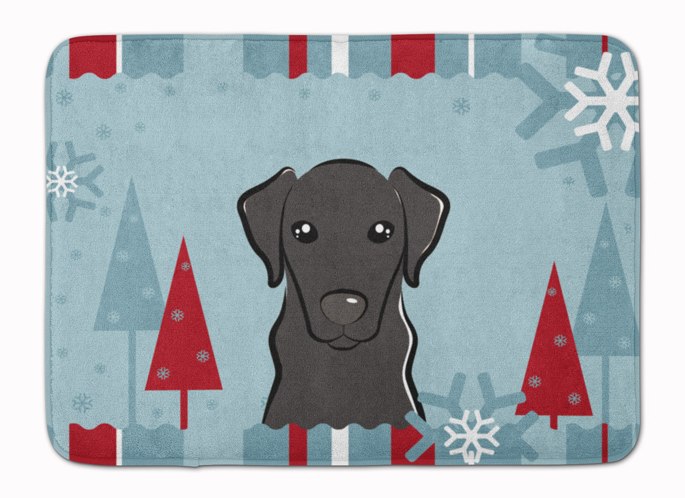 Winter Holiday Black Labrador Machine Washable Memory Foam Mat BB1731RUG