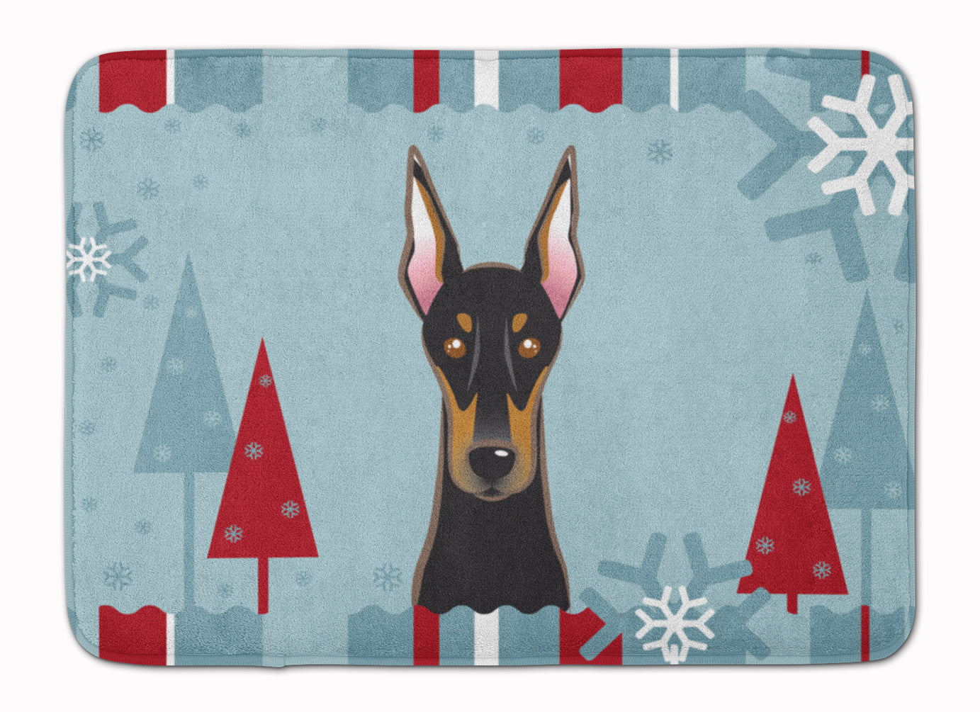 Winter Holiday Doberman Machine Washable Memory Foam Mat BB1741RUG