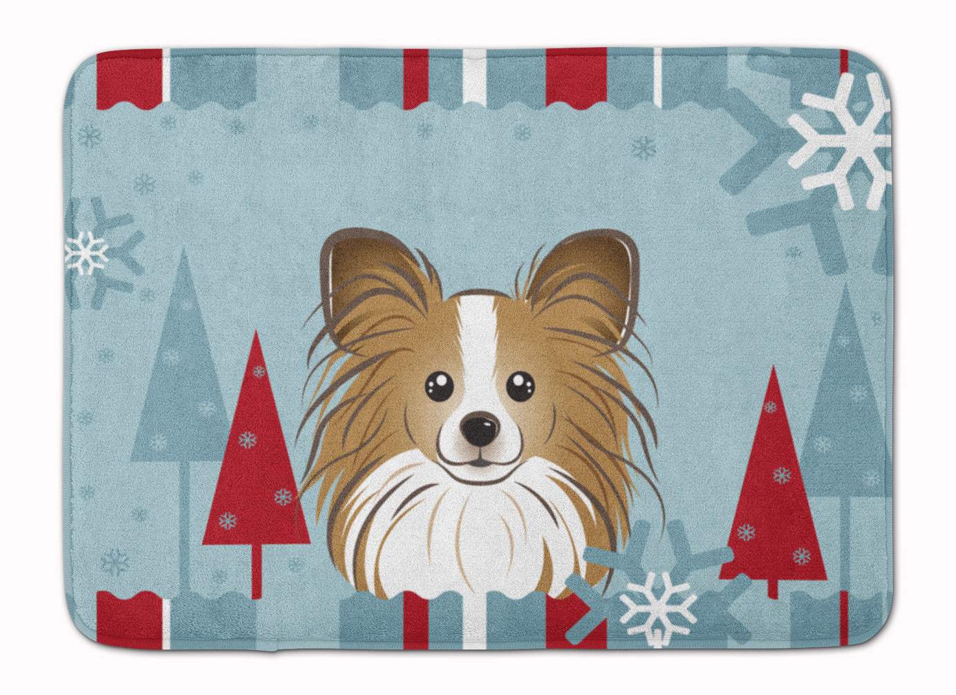 Winter Holiday Papillon Machine Washable Memory Foam Mat BB1744RUG