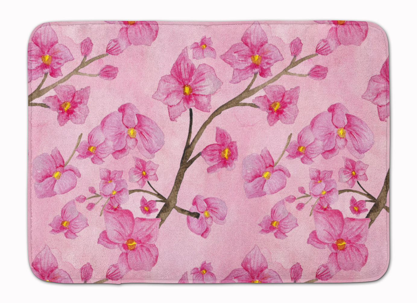 Watercolor Pink Flowers Machine Washable Memory Foam Mat BB7505RUG