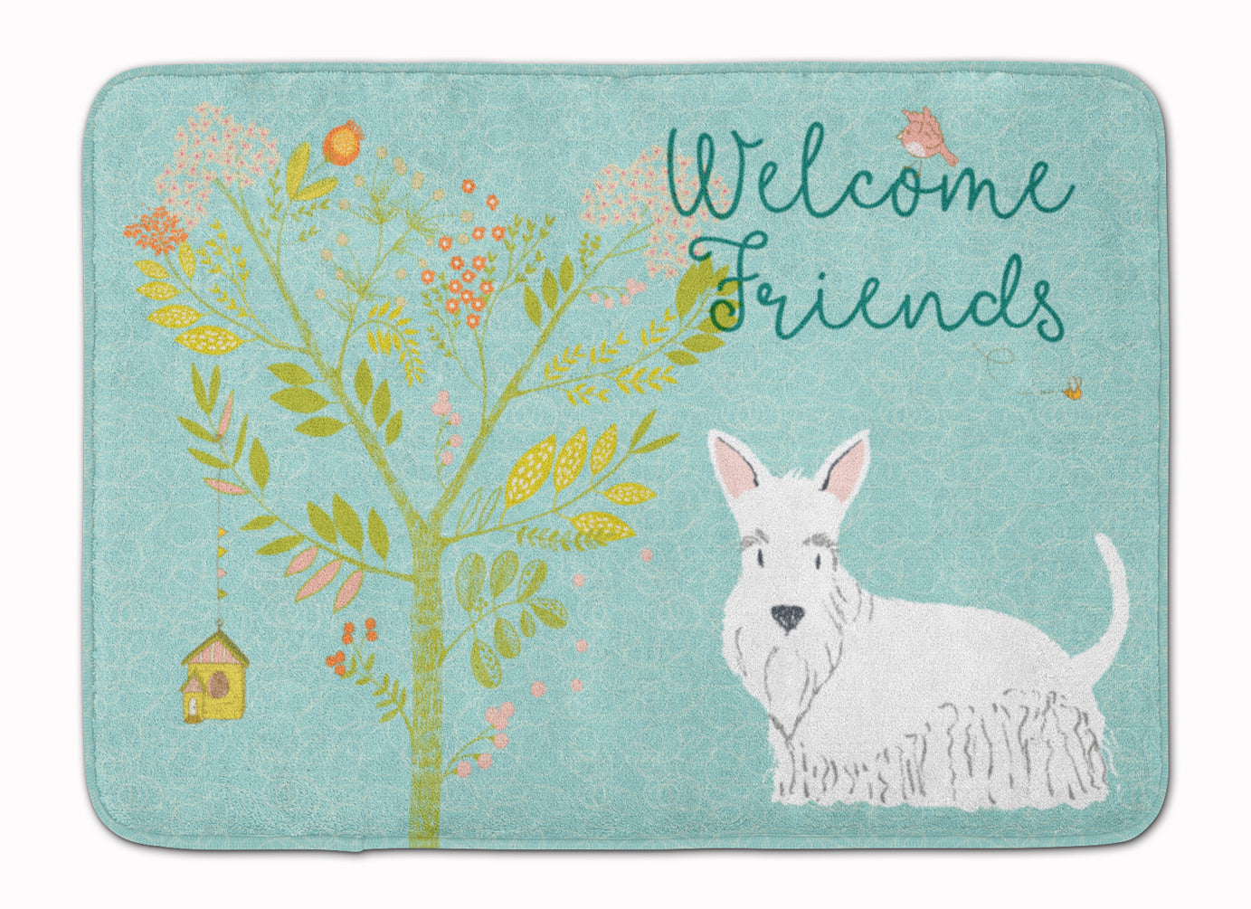 Welcome Friends White Scottish Terrier Machine Washable Memory Foam Mat BB7617RUG